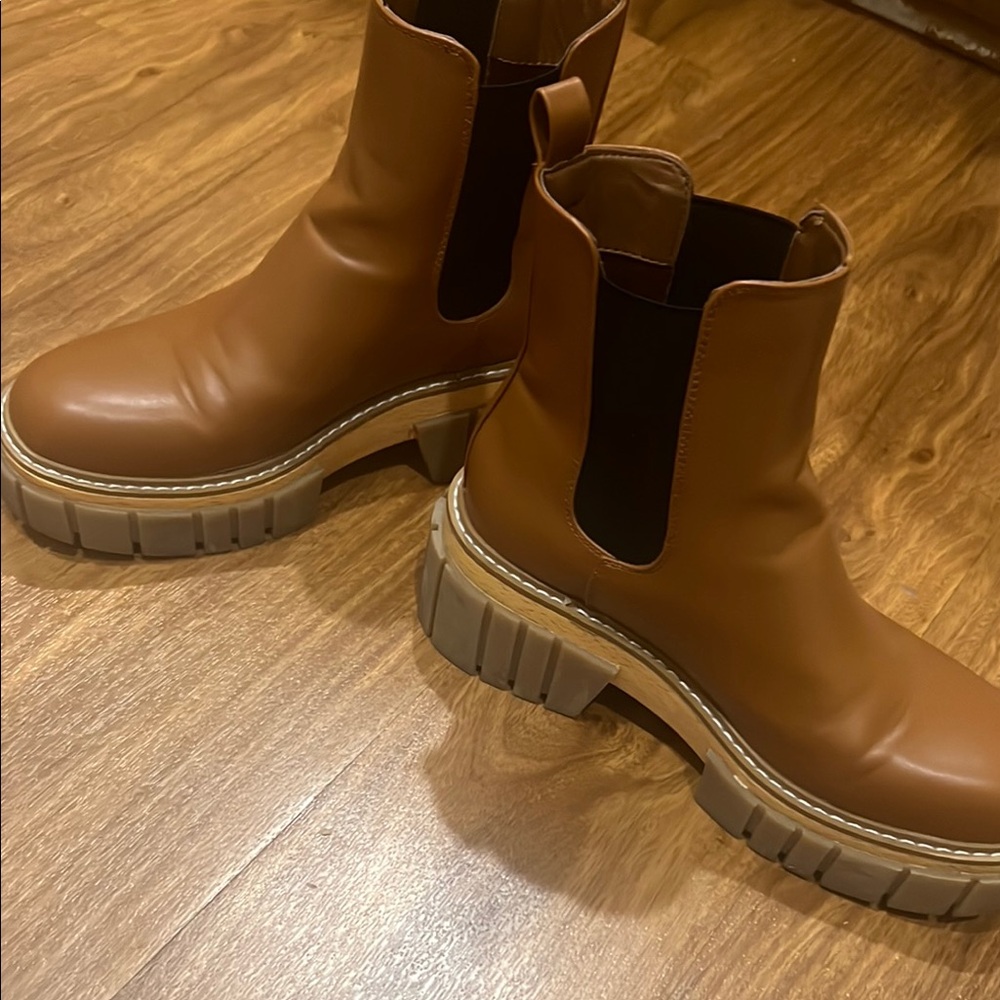 Brown Chunky Sole Ankle Boots